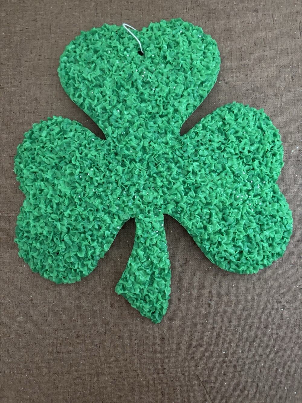 Vintage Shamrock Melted Plastic Popcorn St Patrick's Day Wall Hanging Decoration